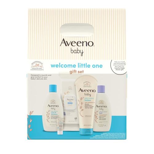 Aveeno Baby Welcome Little One Gift Set, Baby Essentials Set, 5 Items
