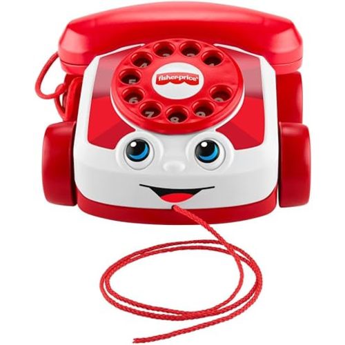 Fisher-Price Baby Toy Red Chatter Telephone, Mattel 80th Anniversary Edition Pull-Along Activity for Infants & Toddlers Ages 1+ Years