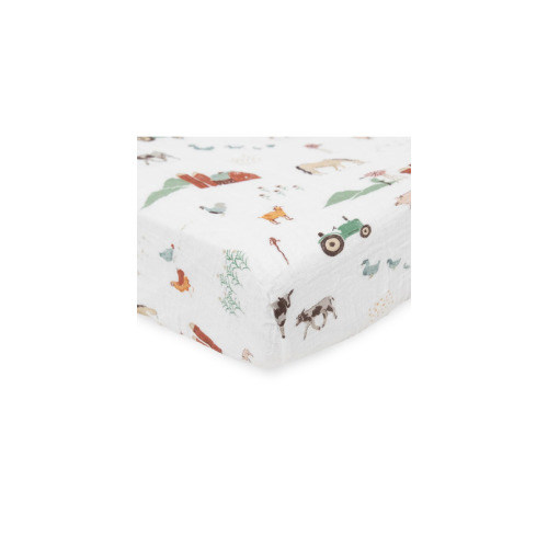Little Unicorn Cotton Muslin Crib Sheet Farmyard