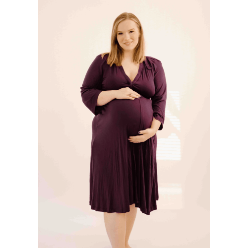 Lila Labor & Postpartum Gown in Plum