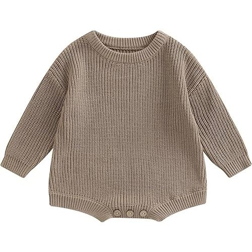 FYBITBO Baby Girl Boy Sweater Knit Oversized Pullover Sweatshirt Romper Onesie Warm Fall Winter Clothes Outfit Newborn