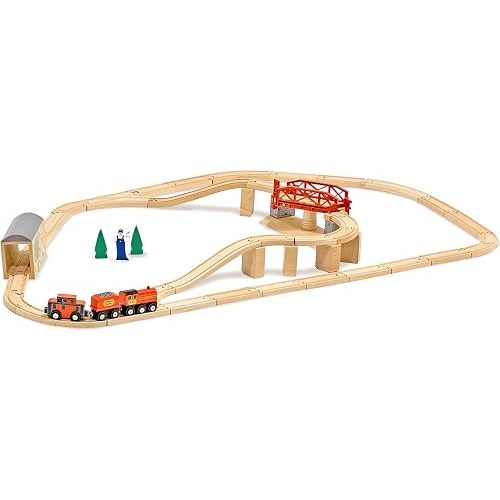 Melissa & Doug Swivel Bridge Wooden Train Set (47 pcs)