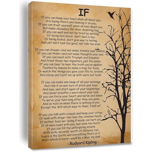 If Kipling Poem Wall Art Rudyard Kipling Inspirational Poster Canvas Wall Art For Home Office Decor Framed 8 * 12 inch