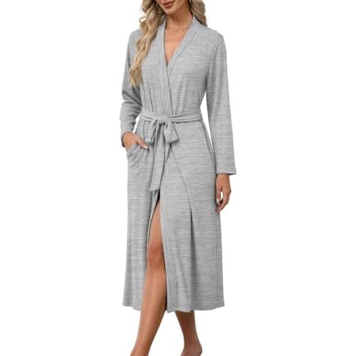Ekouaer Robes for Women Lightweight Long Bathrobe Soft Knit Bath Robe S-2XL