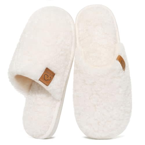 Evshine Fuzzy House Slippers for Women with Comfortable Memory Foam | Lightweight Closed-Toe Indoor Scuff Shoes for Cozy Warm Everyday Wear