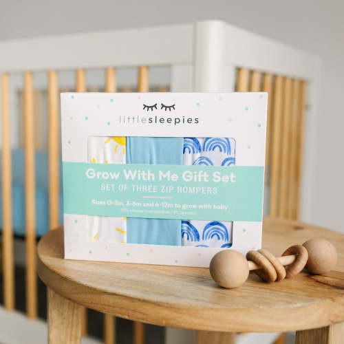 Blue Rainbows, Sky Blue & Sunshine Zippy Grow With Me Gift Box - Little Sleepies