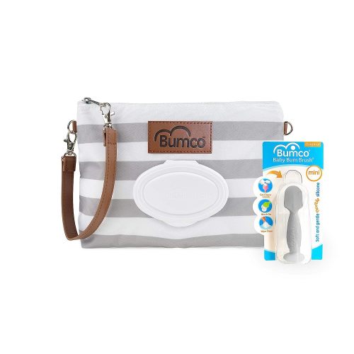 Bumco Diaper Clutch & Mini Baby Bum Brush Bundle (Gray/Gray)