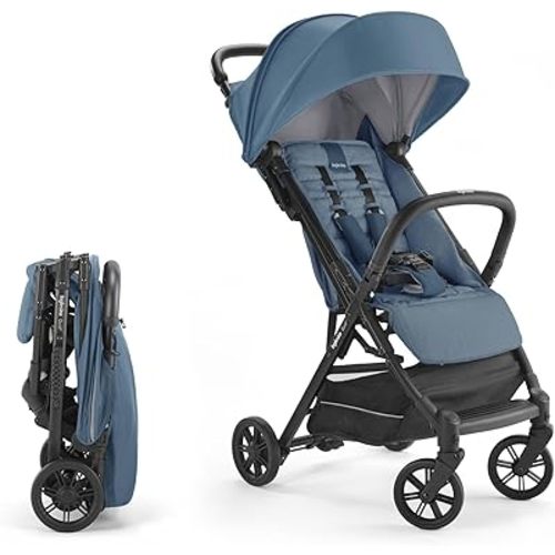 Inglesina Quid 2 Stroller - Manta Blue - Ultra Compact Lightweight Travel Stroller for Babies and Toddlers, Airplane Overhead, Foldable, Reclining Seat, Collapsible Canopy, 3 Months - 50 lbs, BPA Free