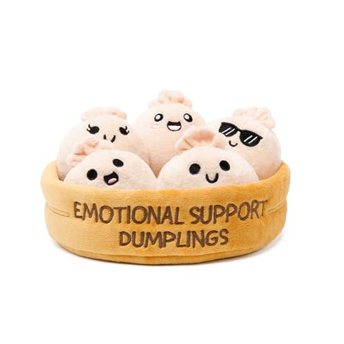 Emotional Support Dumplings by Relatable, Cuddly Stuffed Animals and Toys, Squishy Toys and Plushies, Great Gift Ideas for Loved Ones of All Ages, Includes 5 Plushies with Carrying Basket