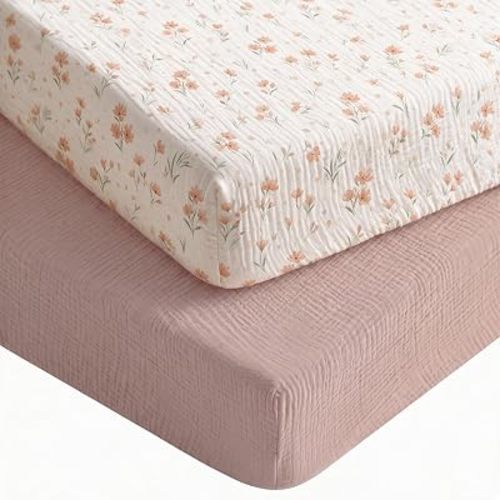 Muslin Crib Sheets for Baby Boys & Girls, 2 Pack, 52"x28"