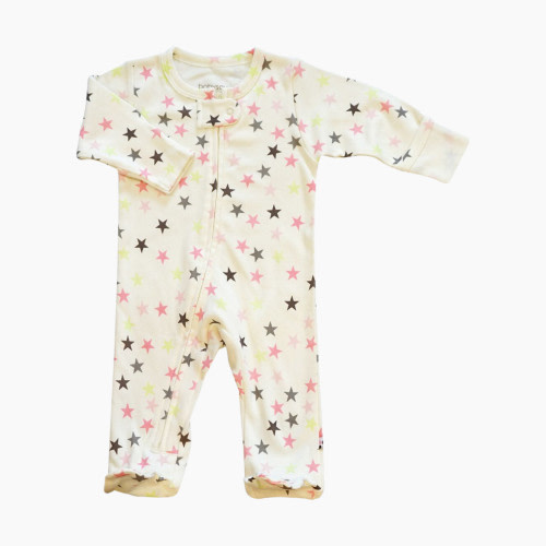 Babysoy Star Zipper Footie - Star Mix 2, 0-3 Months