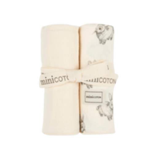 Pack Muslin Cloths Rabbit Ecru · Minicoton