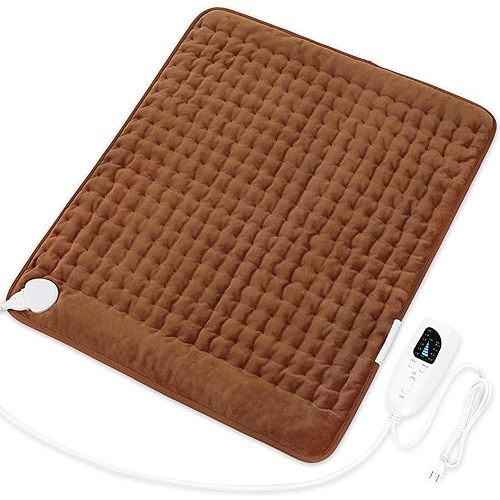 Deepsoon Heating Pad,Electric Heating Pads for Back,Neck,Moist Heating Pad for Abdomen Shoulder Knee Legs,Dry/Moist Heat&Auto Shut Off,Fathers Day Dad Gifts for Men Birthday,Brown,24x20 Inch