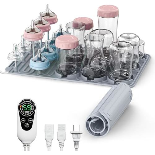 Baby Bottle Drying Rack, 14 Hook Vertical Drying Rack with Detachable Nipple Holder, Drying drip Tray, and Storage Bottle Rack
