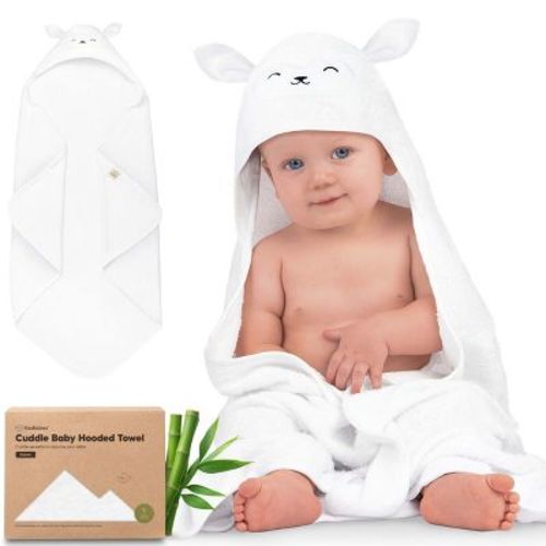 KeaBabies Cuddle Baby Hooded Towel, Organic Baby Bath Towel, Hooded Baby Towels, Baby Beach Towel for Newborn, Kids (Lamb, Regular)