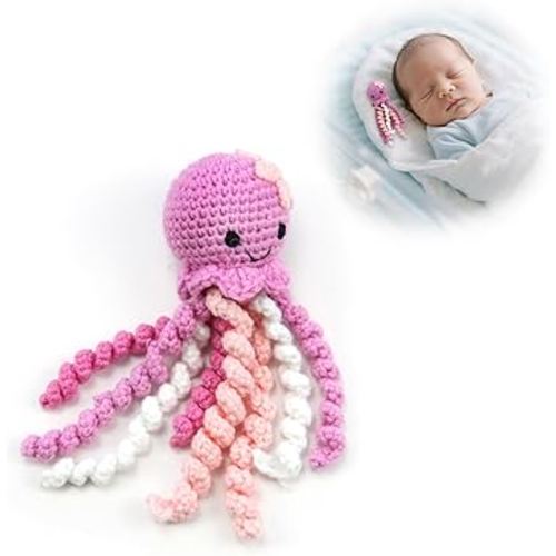 Handmade Crochet Octopus for NICU Babies & Preemies, Scent Bonding Keepsake for Baby, NICU Separation Anxiety Gift, Soft Comfort Gift for Newborn (Light Purple)