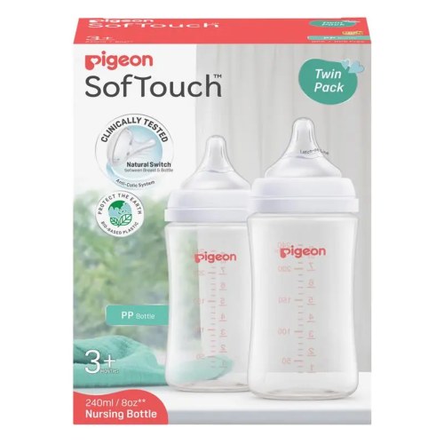 Pigeon SofTouch Baby Bottle PP 3 Months+ 240mL Twin Pack