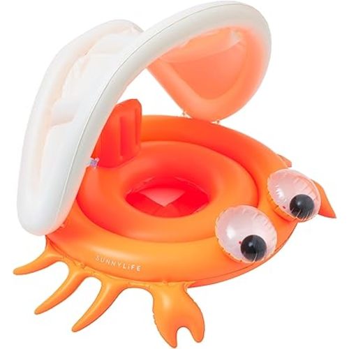 SUNNYLiFE Baby Float, Sonny The Sea Creature, Neon Orange, PVC, 37.8 x 25.98 x 10.24 inches, 2.2 lbs