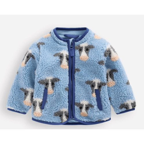 Cosy Borg Jacket-Glacier Blue Cows | Boden USA