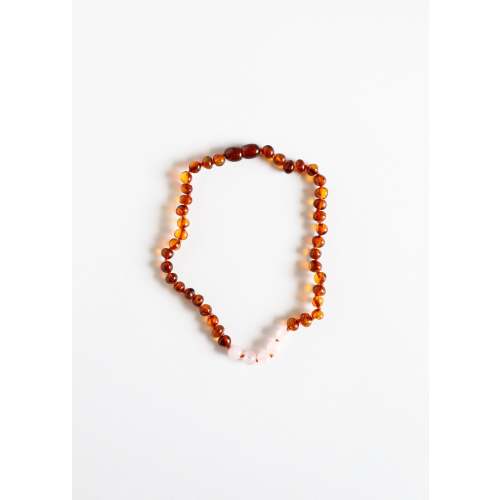 Polished Cognac Baltic Amber + Rose Quartz || Necklace – CanyonLeaf