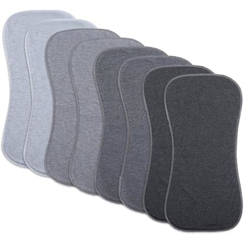 8 Pack Baby Burp Cloths, Unisex for Boys and Girls, Super Absorbent and Soft Towel,Solid Color (grey02)