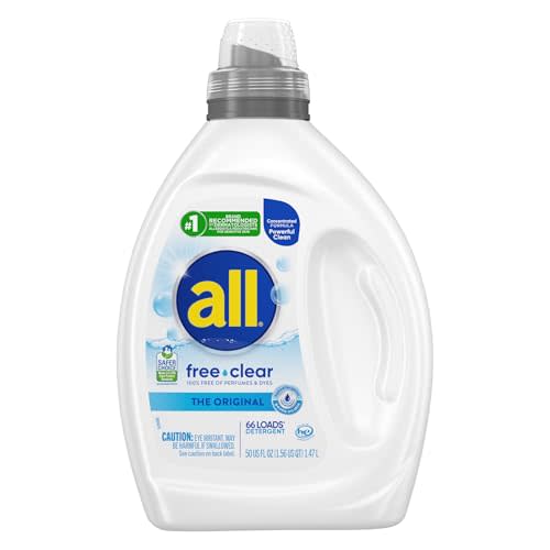 all free clear, Original, Liquid Laundry Detergent for Sensitive Skin, Unscented and Hypoallergenic, Concentrated, 50oz, 64 Loads