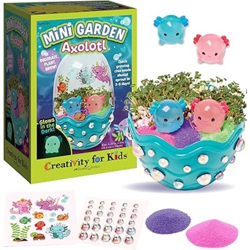 Creativity for Kids Mini Garden: Axolotl Terrarium - STEM Science Kit, Axolotl Arts and Crafts, Kids Gifts Stocking Stuffers and DIY Girls Toys Age 6-8+