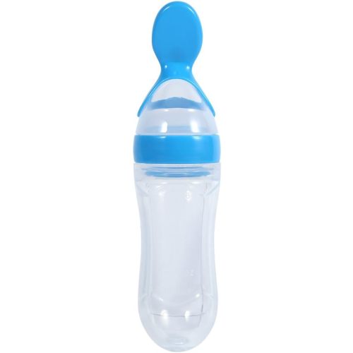 Silicone Spoon Bottle 90ml, 'S Food Supplement Bottle Rice Cereal Spoon for Semifluid Foods Bottle Feeder(blue)