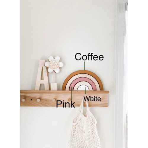 Wooden Rainbow Baby Gift – Neutral Nursery Decor, Basswood Toy Shelf