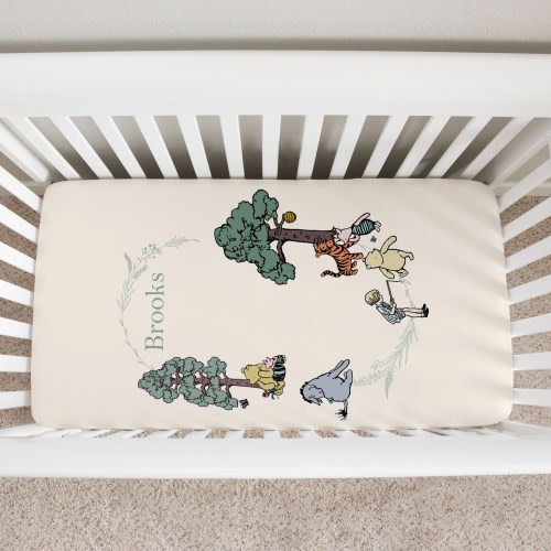Personalized Winnie the Pooh Crib Sheet: Vintage Nursery Bedding