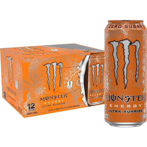 Monster Energy Ultra Sunrise, Sugar Free Energy Drink, 16 Ounce (Pack of 12)
