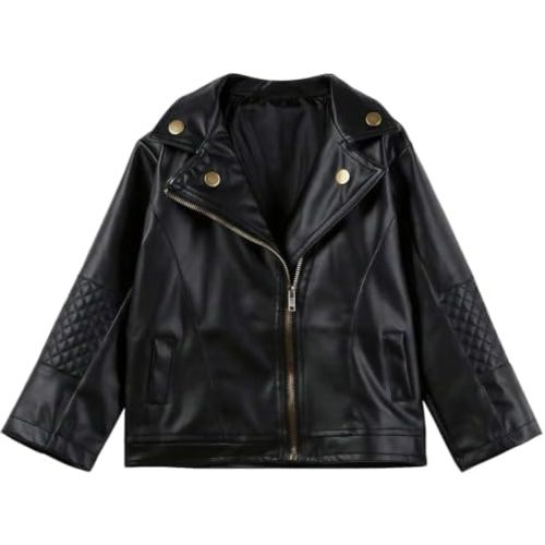 Noubeau Toddler Boys Girls Motorcycle Faux Leather Jackets Coat Winter Outwear for 1-5Y