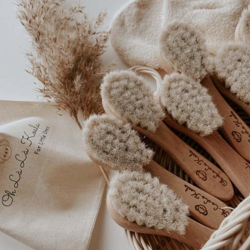 Natural Goat Hair Baby Comb: Gentle Newborn & Toddler Brush