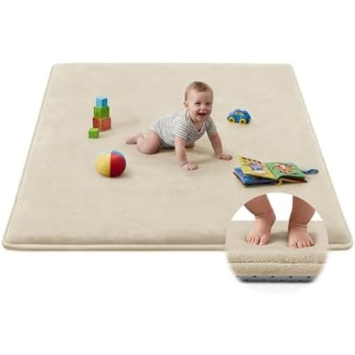 Baby Play Mat for Floor,Tummy Time Area Rug 50x50 Playpen Muscle Mat Beige