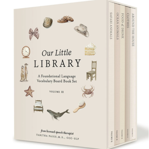 Our Little Library Vol. 2: First 100 Words Board Book Box Set, including Ocean Animals, Safari Animals, Food and Drink, Clothes, and Around the House (Tabitha Paige Children's Book Series)
