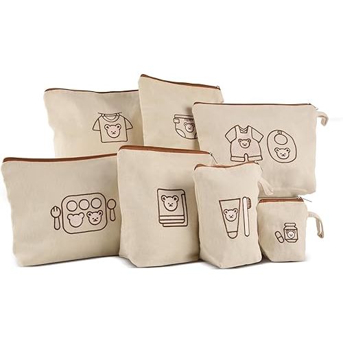 7PCs Diaper Bag Organizer Pouches for Baby Kids Travel Essential Storage, Large Waterproof and Zipped Baby Packing Cubes