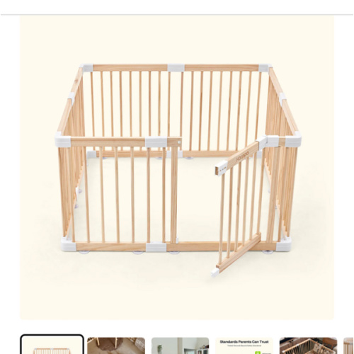 HARPPA Wooden Baby Gate Playpen | Non-Toxic Foldable DIY Adjustable Play Yard for Infants & Toddlers – Natural Finish Baby Fence for Small & Large Spaces