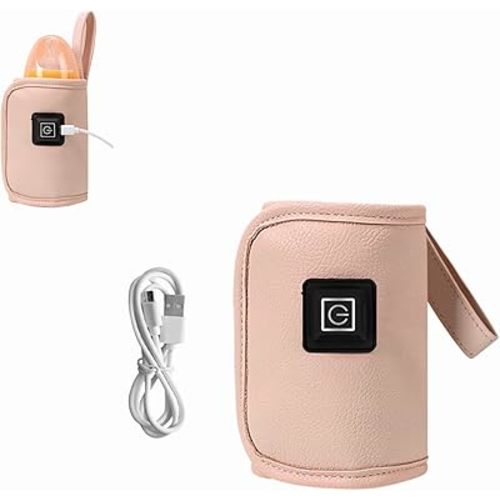 Baby Bottle Warmer,USB Milk Heat Keeper, Gentle Warmth Maintain Perfect Temperature for Baby Milk,Used for Baby Milk,Used in Home,Outside and in Car,Slow Heating to Keep Warm(Pink)