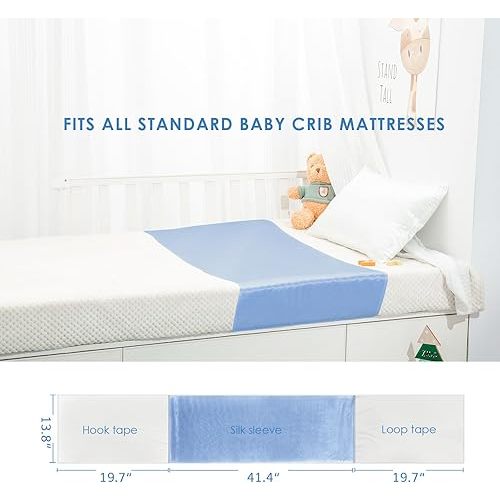 PROMEED 23 Momme Silk Bassinet Sheet for Baby Hair, No More Bed Head and Baby Bald Spots, 100% Mulberry Silk Crib Sheets for Baby Boy/Girl (Blue)