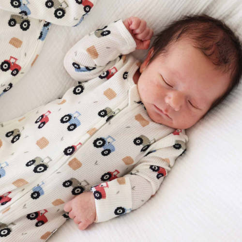 All Bamboo Waffle Zipper Footies