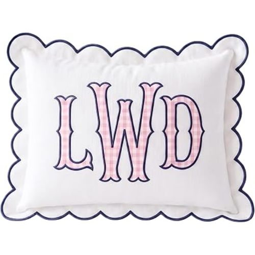 Personalized Baby Pillowcase Embroidered - Custom Monogrammed Toddler Pillow Cover with Scalloped Edge for Nursery Decor (15)