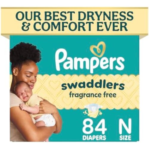Pampers Swaddlers Diapers, Size 0 (up to 10 lbs), 84 Count, Fragrance Free, Hypoallergenic, Absorbent, Pediatrician Recommended, Skin Safe