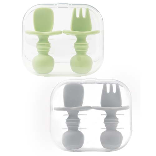 acdanc Baby Utensils 4-Piece Self Feeding Silicone Flatware Set with Silicone Handles