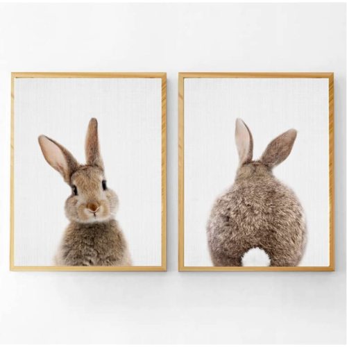 Canvas Bunny Wall Art Nursery Decor,Bunny Rabbit Pictures Wall Decor for Nursery, Rabbit Wall Art Decor,Bunny Prints Wall Art Decor Neutral for Baby Nursery Girls Boys,11" X 14",UNFRAMED