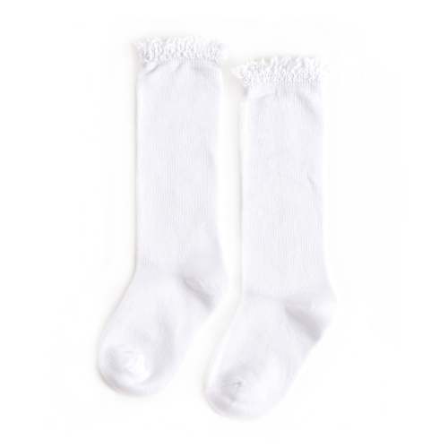 White Lace Top Knee High Socks