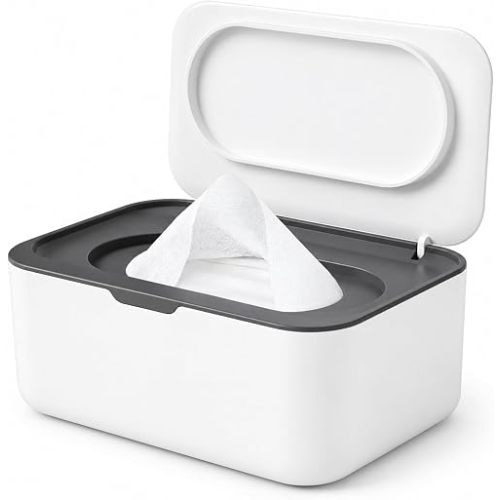Wipes Dispenser, Wipe Holder for Baby & Adult, Seposeve Refillable Baby Wipe Container, Keeps Wipes Clean. Non-Slip, Easy Pull Wipes Pouch Case, Grey