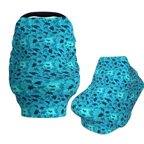 Ocean Blue Sea Turtles Baby Car Seat Covers Carseat Canopy Soft Infant Stroller Cover Nursing Breastfeeding Covers for Girls Boys Newborn
