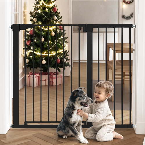 Baby Safety Gate, Caveen Extra Tall 36'', 29.5-46'' Wide Baby Gate Stairway and Hallway, for Ages 6 to 36 Months, Black