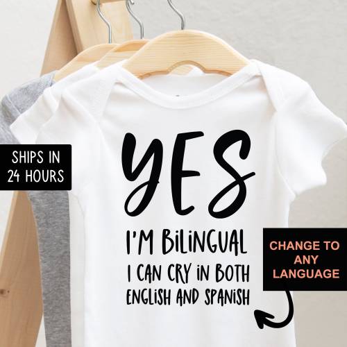 Funny Bilingual Baby Bodysuit – English Spanish – Newborn Gift – Baby Shower Outfit