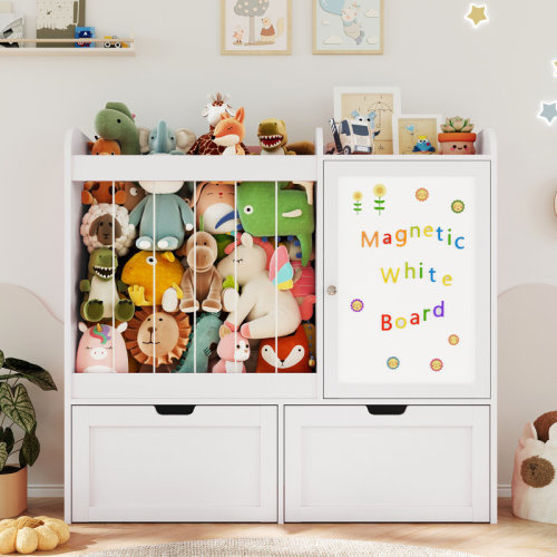 Isabelle & Max™ 37.4"h Toy Storage Organizer With Stuffed Animal Storage, Toy Organizer With Magnetic Whiteboard, 2 Movable Drawers, Wooden Toy Organizers And Storage For Nursery, Playroom, Living Room & Reviews | Wayfair